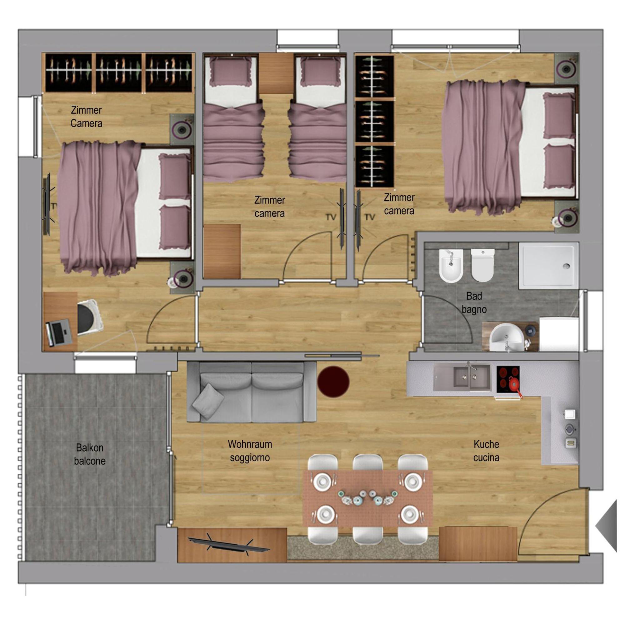 Aurturist Dobbiaco Rouletteアパートメント 部屋 写真